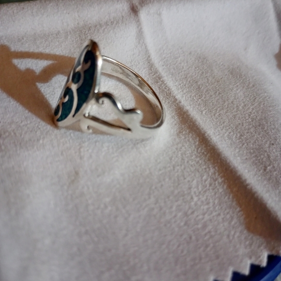 RARE!NAVAJO JESSE CLAW GENUINE TURQUOISE AND 925 SILVER RING, MARKED JC AND 925 - Picture 3 of 7